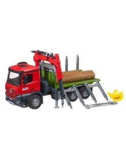 Bruder 03669 - Mercedes Benz Houttransporter Met Kraan En 3 Boomstammen