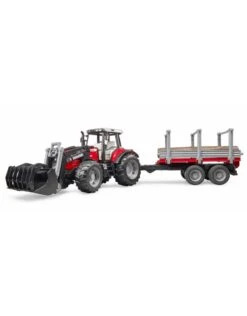 Bruder 2046 - Massey Ferguson 7480 Met Frontlader En Houttransport Aanhanger -Speelgoedwinkel bruder bruder 2046 massey ferguson 7480 met frontl 2