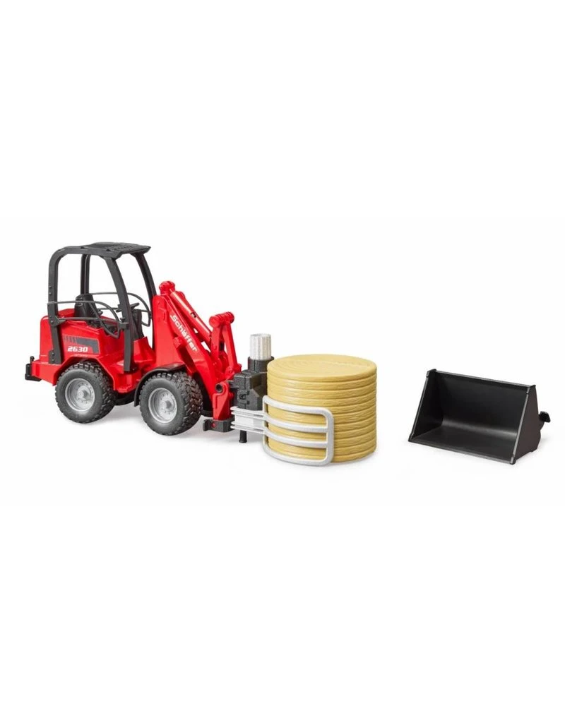 Bruder 2192 - Schaeffer Compactlader, Balengrijper En Hooibaal 4 Bruder 2192 - Schaeffer Compactlader, Balengrijper En Hooibaal - Afbeelding 2