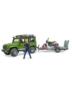 Bruder 2589 - Land Rover Defender Met Aanhanger En Scrambler Ducati -Speelgoedwinkel bruder bruder 2589 land rover defender met aanhang 2