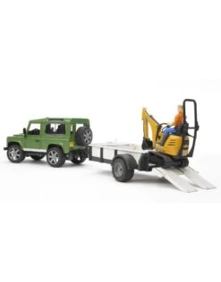 Bruder 2593 - Landrover Met Aanhanger En JCB Mini Graafmachine