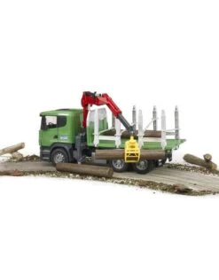 Bruder 3524 - Scania Houttransporter Met Kraan En 3 Boomstammen -Speelgoedwinkel bruder bruder 3524 scania houttransporter met kraa 3
