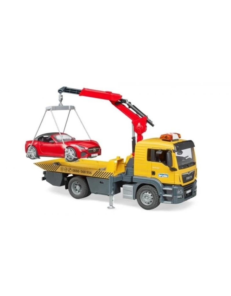 Bruder 3750 - MAN TGS Afsleepwagen Met Light & Sound Module En Roadster 4 Bruder 3750 - MAN TGS Afsleepwagen Met Light & Sound Module En Roadster - Afbeelding 2