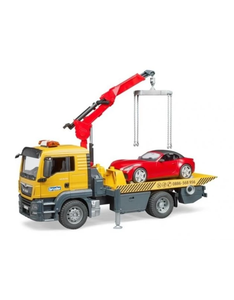 Bruder 3750 - MAN TGS Afsleepwagen Met Light & Sound Module En Roadster 6 Bruder 3750 - MAN TGS Afsleepwagen Met Light & Sound Module En Roadster - Afbeelding 4