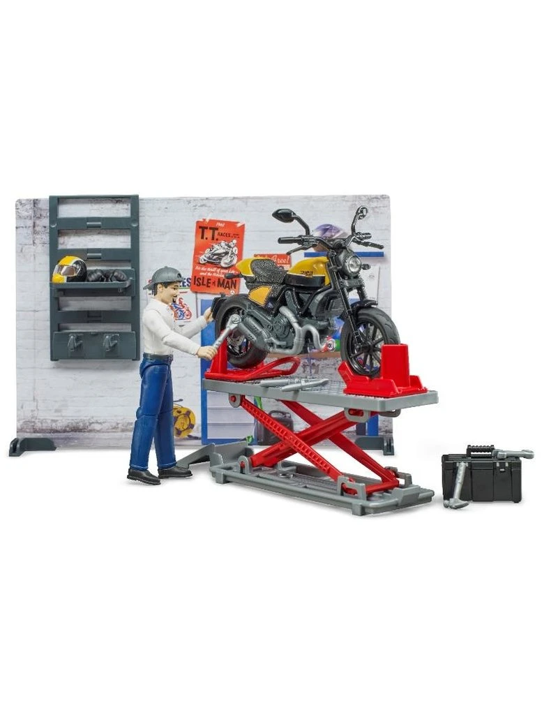 Bruder 62102 - Werkplaats Voor Motoren (Scrambler Ducati) 4 Bruder 62102 - Werkplaats Voor Motoren (Scrambler Ducati) - Afbeelding 2