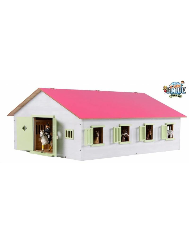 Kids Globe 610189 - Paardenstal Met 7 Boxen 1:24 Wit/roze (geschikt Voor Schleich) 3 Kids Globe 610189 - Paardenstal Met 7 Boxen 1:24 Wit/roze (geschikt Voor Schleich)