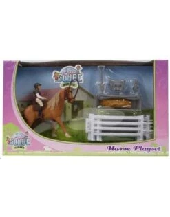 Kids Globe 640073 - Speelset: Paard Met Ruiter En Accessoires 1:24 (geschikt Voor SCHLEICH)