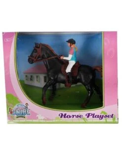 Kids Globe 640078B - Paard (donkerbruin) Met Amazone 1:24 (geschikt Voor SCHLEICH)