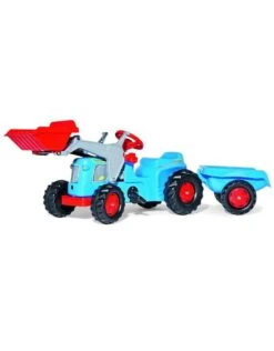 Rolly Toys 630042 - RollyKiddy Classic Tractor Met Voorlader En Aanhanger - Blauw