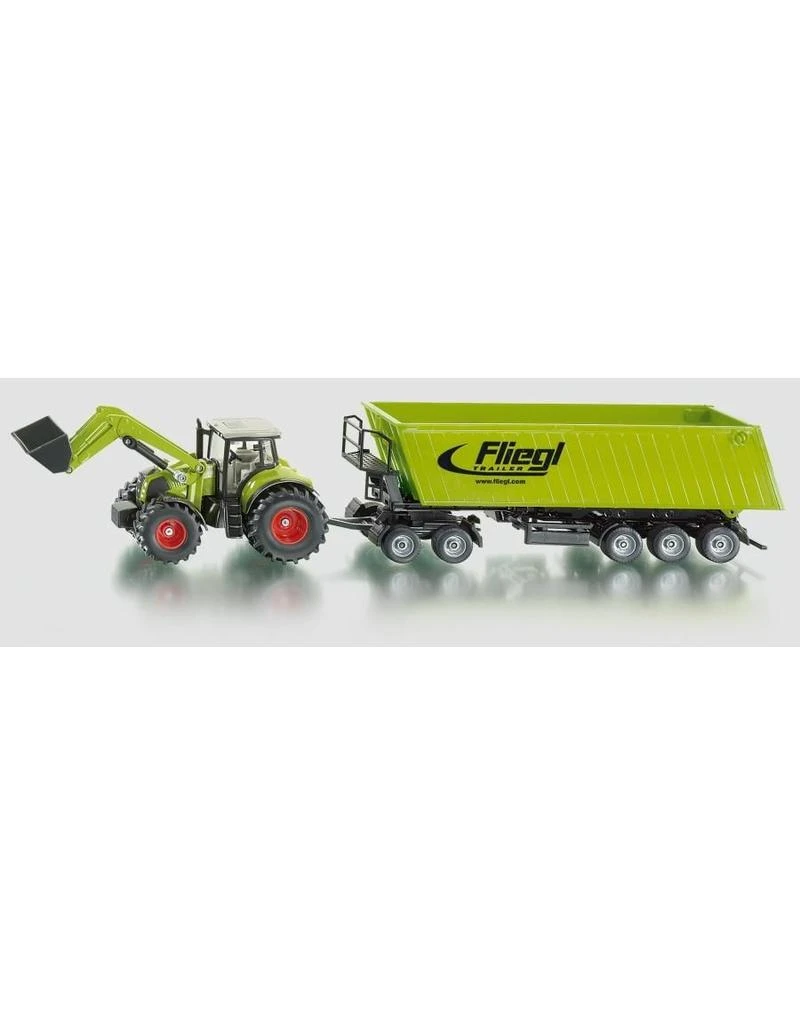 Siku 1949 - Claas Met Voorlader En Fliegl Op Dolly 1:50 3 Siku 1949 - Claas Met Voorlader En Fliegl Op Dolly 1:50