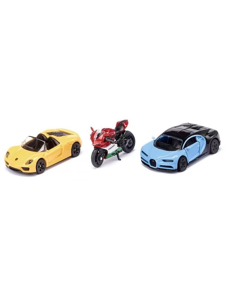 Siku 6313 - Geschenkset Sportwagens En Motor 1:87 3 Siku 6313 - Geschenkset Sportwagens En Motor 1:87