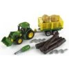 Theo Klein 3906 - John Deere Trekker Met Voorlader En Aanhanger Voor Hout En Hooi. -Speelgoedwinkel theo klein theo klein 3906 john deere trekker met